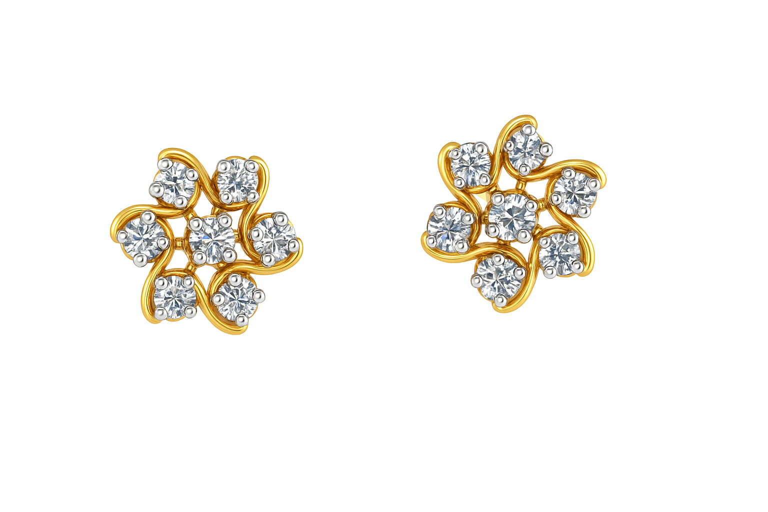 Beautiful 18 Kt Gold Natural Diamond Earing